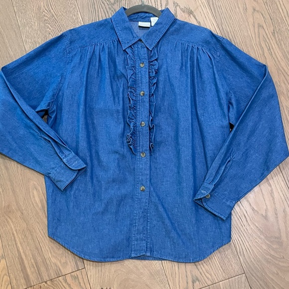 Tops - Feminine Denim Blouse